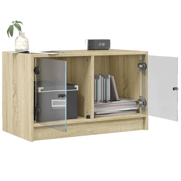 vidaXL Βοηθητικό Ντουλάπι Sonoma Δρυς 68x37x42 εκ. με Γυάλινες Πόρτες