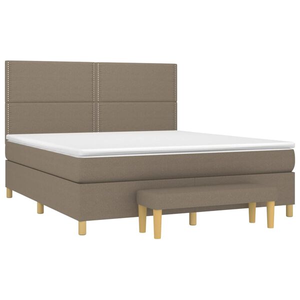 vidaXL Κρεβάτι Boxspring με Στρώμα Taupe 180x200 εκ. Υφασμάτινο