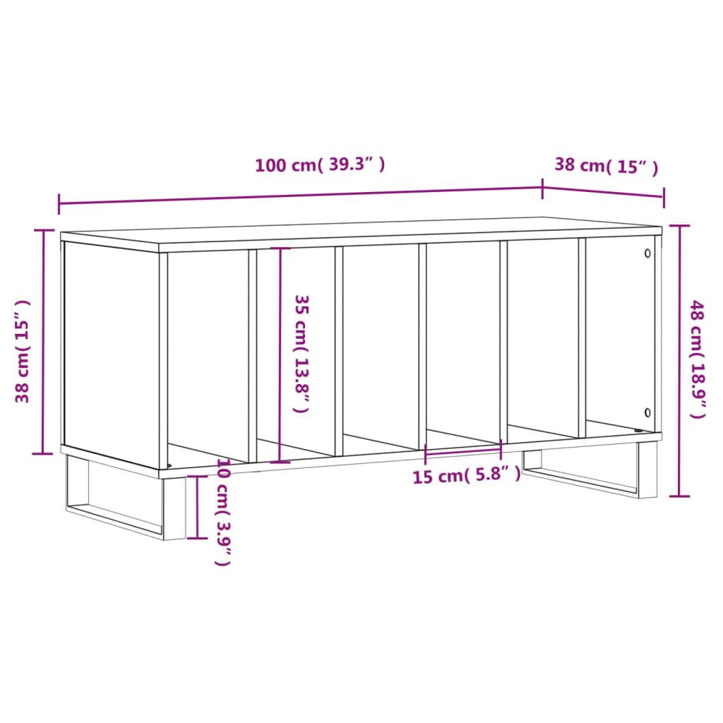 vidaXL Έπιπλο Δίσκων Μαύρο 100 x 38 x 48 εκ. από Επεξεργασμένο Ξύλο