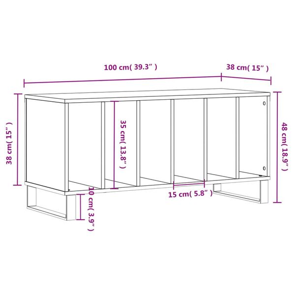 vidaXL Έπιπλο Δίσκων Μαύρο 100 x 38 x 48 εκ. από Επεξεργασμένο Ξύλο