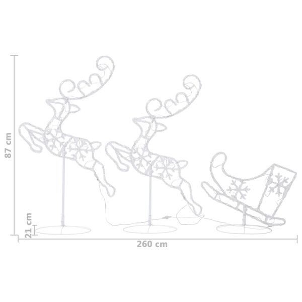 vidaXL Χριστ. Τάρανδος & Έλκηθρο Μπλε 260x21x87εκ. Ακρυλικό