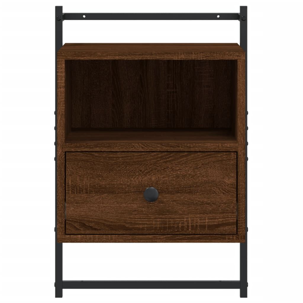 vidaXL Κομοδίνα Επιτοίχια 2 τεμ. Καφέ Δρυς 40x30x61 εκ. Επεξ. Ξύλο