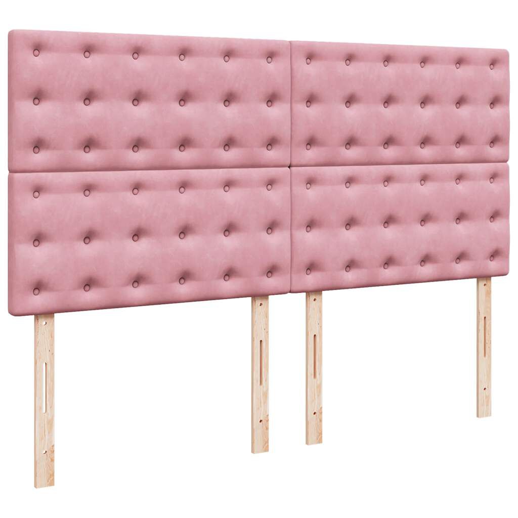 vidaXL Κρεβάτι Boxspring με Στρώμα Ροζ 200x200 εκ. Βελούδινο