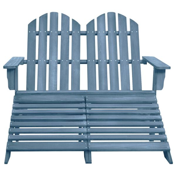 vidaXL Καρέκλα Κήπου Adirondack Διθέσια Μπλε Ξύλο Ελάτης & Υποπόδιο