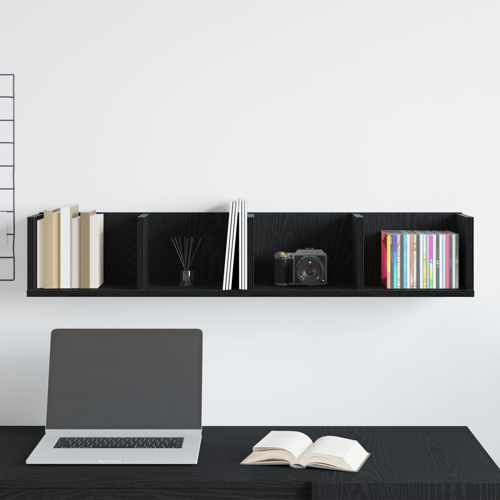 vidaXL Ράφι Τοίχου CD Μαύρος Δρυς 100x18x18 εκ Επεξεργασμένο Ξύλο