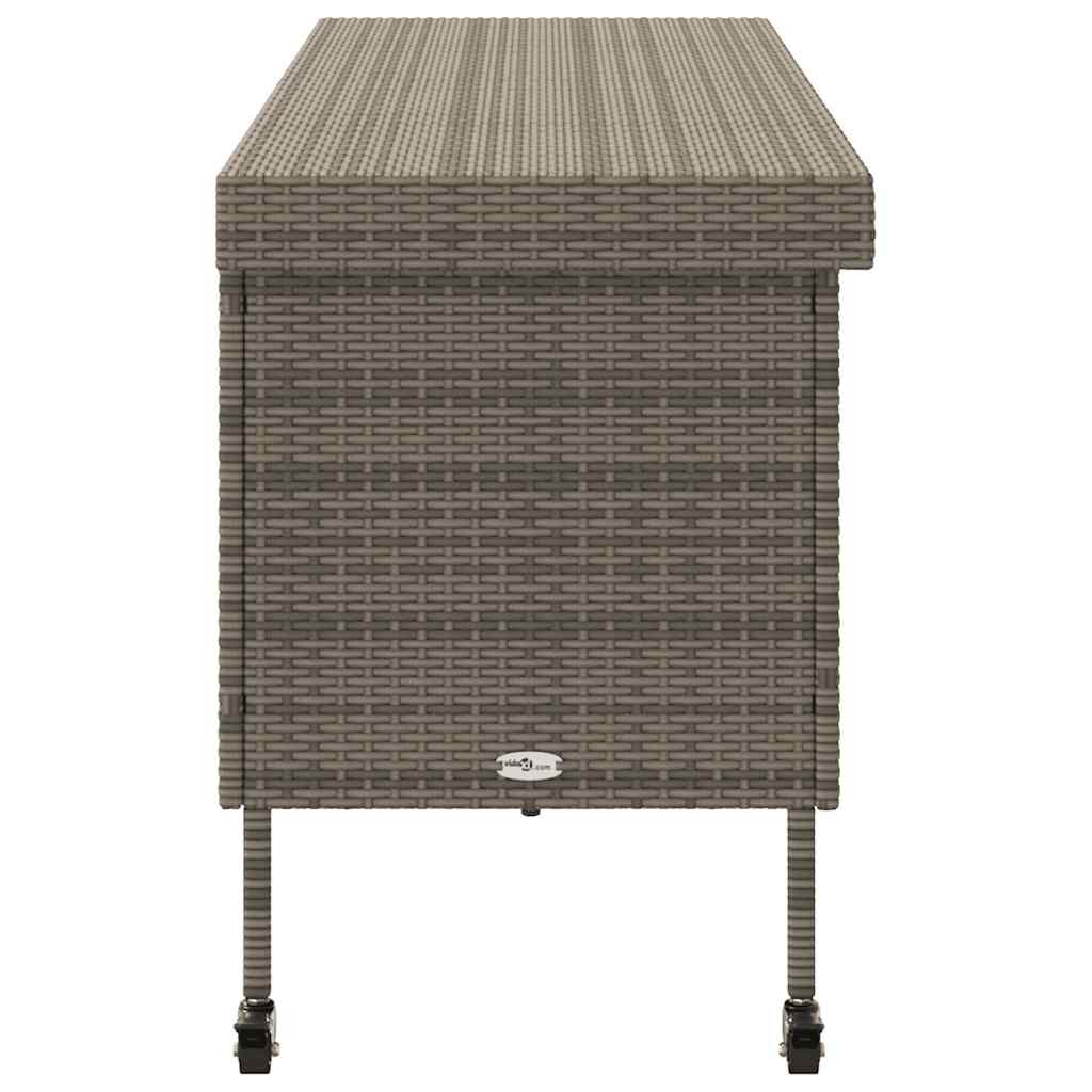 vidaXL Κουτί Αποθήκευσης Κήπου με Ρόδες 160x55x75 εκ. Συνθετικό Ρατάν