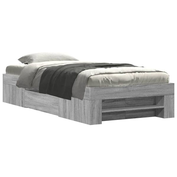 vidaXL Πλαίσιο Κρεβατιού Γκρι Sonoma 75x190 εκ. Επεξεργασμένο Ξύλο