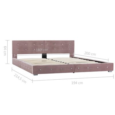 vidaXL Κρεβάτι Ροζ 180 x 200 εκ. Βελούδινο με Στρώμα Αφρού Μνήμης