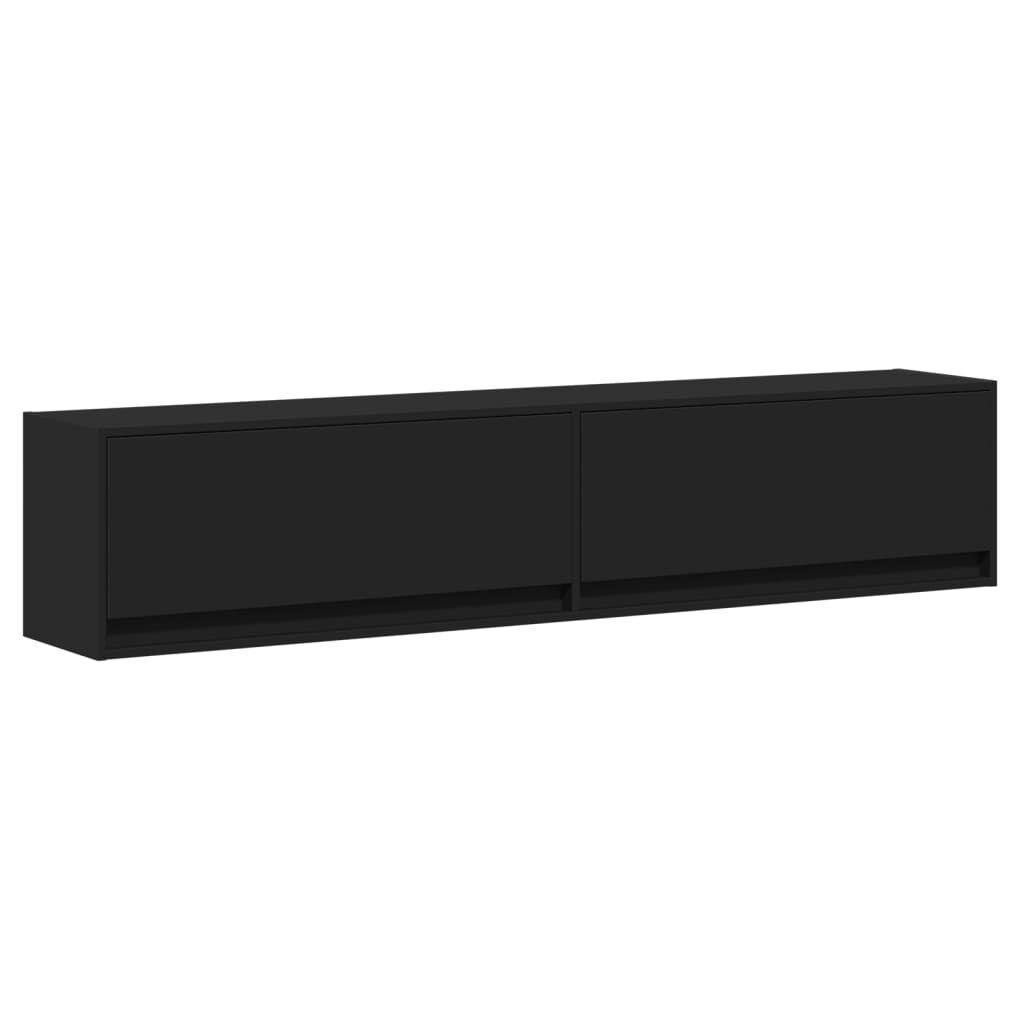 vidaXL Έπιπλο Τοίχου Τηλεόρασης με LED Μαύρο 180x31x38 εκ.