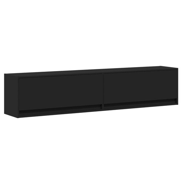 vidaXL Έπιπλο Τοίχου Τηλεόρασης με LED Μαύρο 180x31x38 εκ.