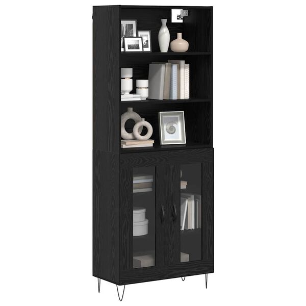 vidaXL Highboard 2 pcs &Mu;&alpha;ύ&rho;&eta; &Omicron;&xi;&upsilon;ά &Epsilon;&pi;&epsilon;&xi;&epsilon;&rho;&gamma;&alpha;&sigma;&mu;έ&nu;&omicron; &xi;ύ&lambda;&omicron;