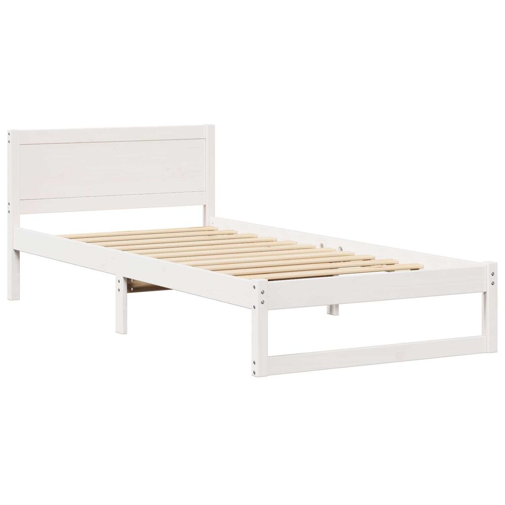 vidaXL Κρεβάτι Λευκό Ξύλο 90 x 200 cm Μινιμαλιστικό Κρεβάτι Ορθογώνιο