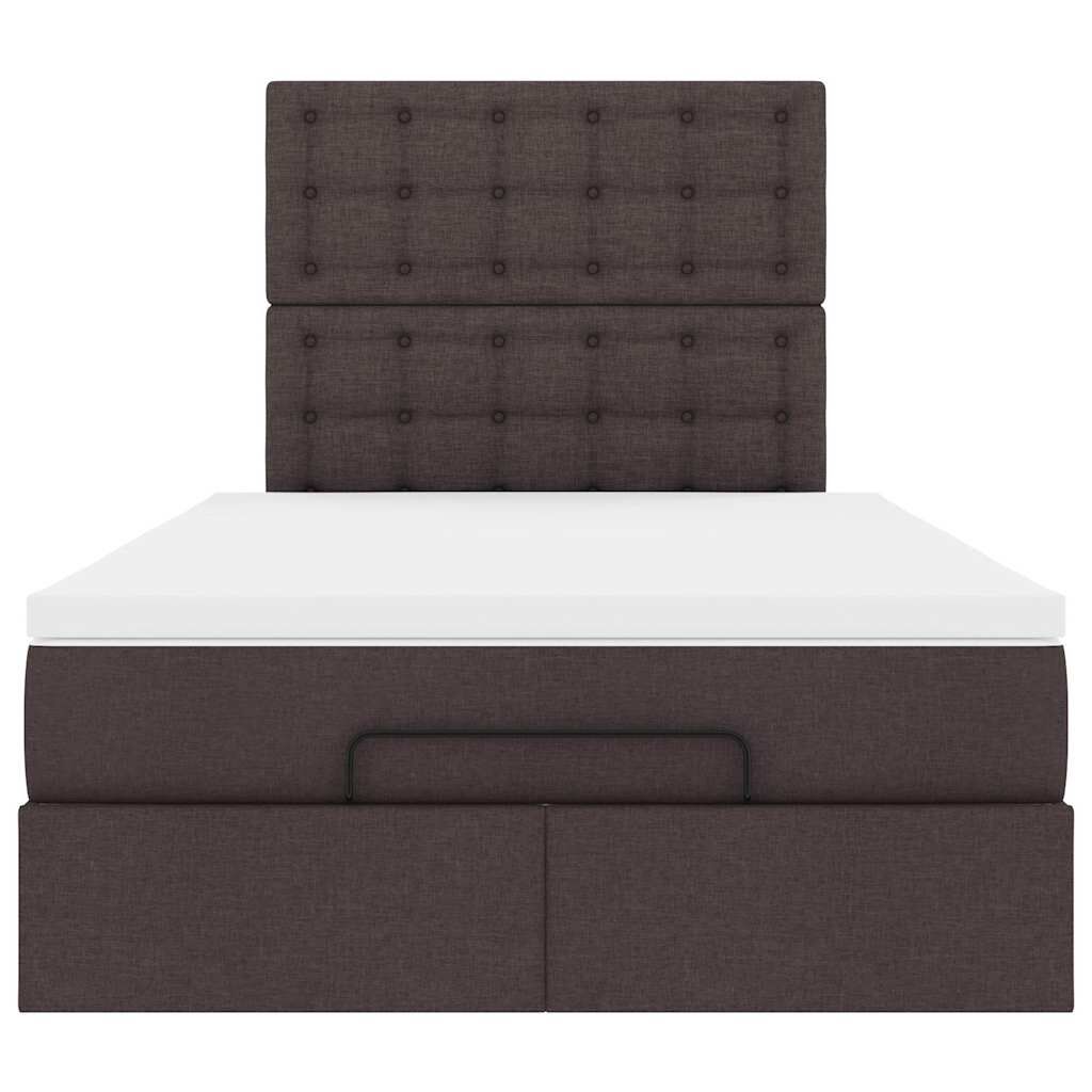 vidaXL Ottoman Κρεβάτι με Στρώμα Σκούρο Καφέ 120x200cm Ύφασμα