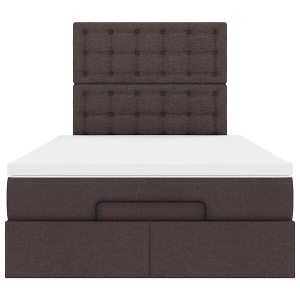 vidaXL Ottoman Κρεβάτι με Στρώμα Σκούρο Καφέ 120x200cm Ύφασμα
