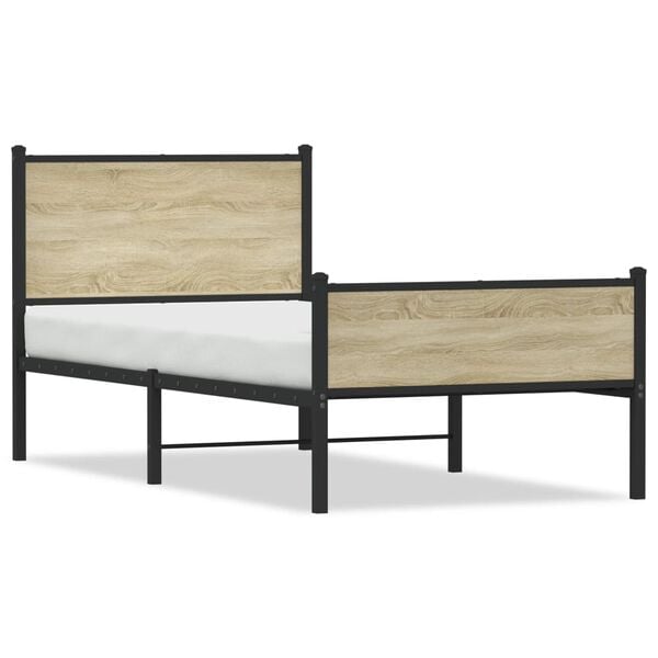 vidaXL Σκελετός Κρεβ. Χωρίς Στρώμα Sonoma Δρυς 100x200 εκ. Μεταλλικό