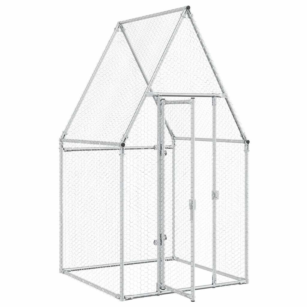 vidaXL Κοτέτσι - Κλουβί Ασημί 100x100x190 εκ. από Γαλβανισμένο Χάλυβα