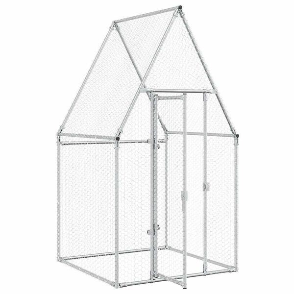 vidaXL Κοτέτσι - Κλουβί Ασημί 100x100x190 εκ. από Γαλβανισμένο Χάλυβα