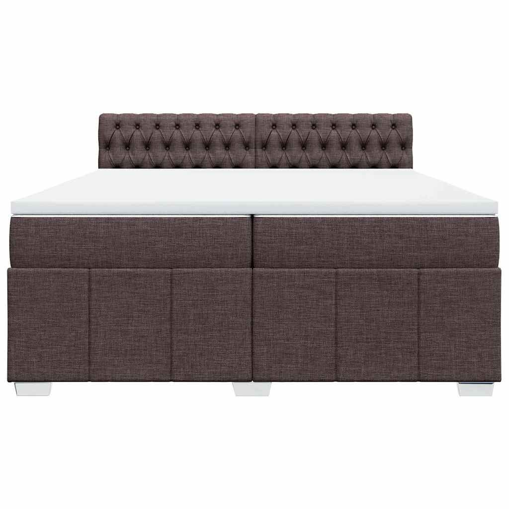 vidaXL Κρεβάτι Boxspring με Στρώμα Σκούρο Καφέ 200x200 εκ. Υφασμάτινο