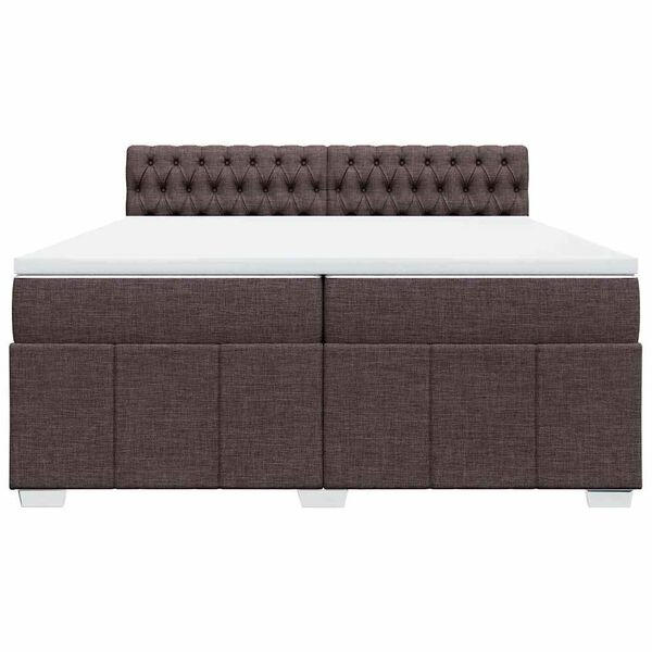 vidaXL Κρεβάτι Boxspring με Στρώμα Σκούρο Καφέ 200x200 εκ. Υφασμάτινο