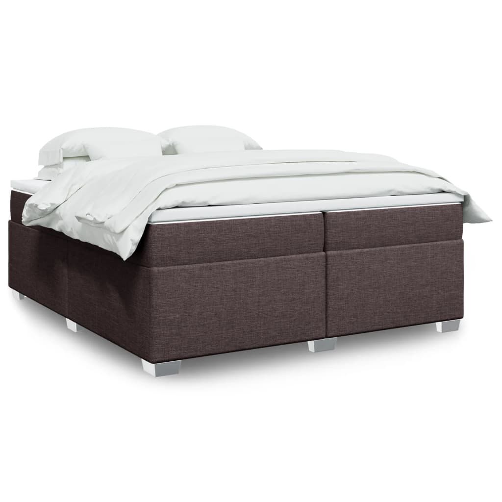 vidaXL Κρεβάτι Boxspring με Στρώμα Σκούρο Καφέ 200x200 εκ. Υφασμάτινο