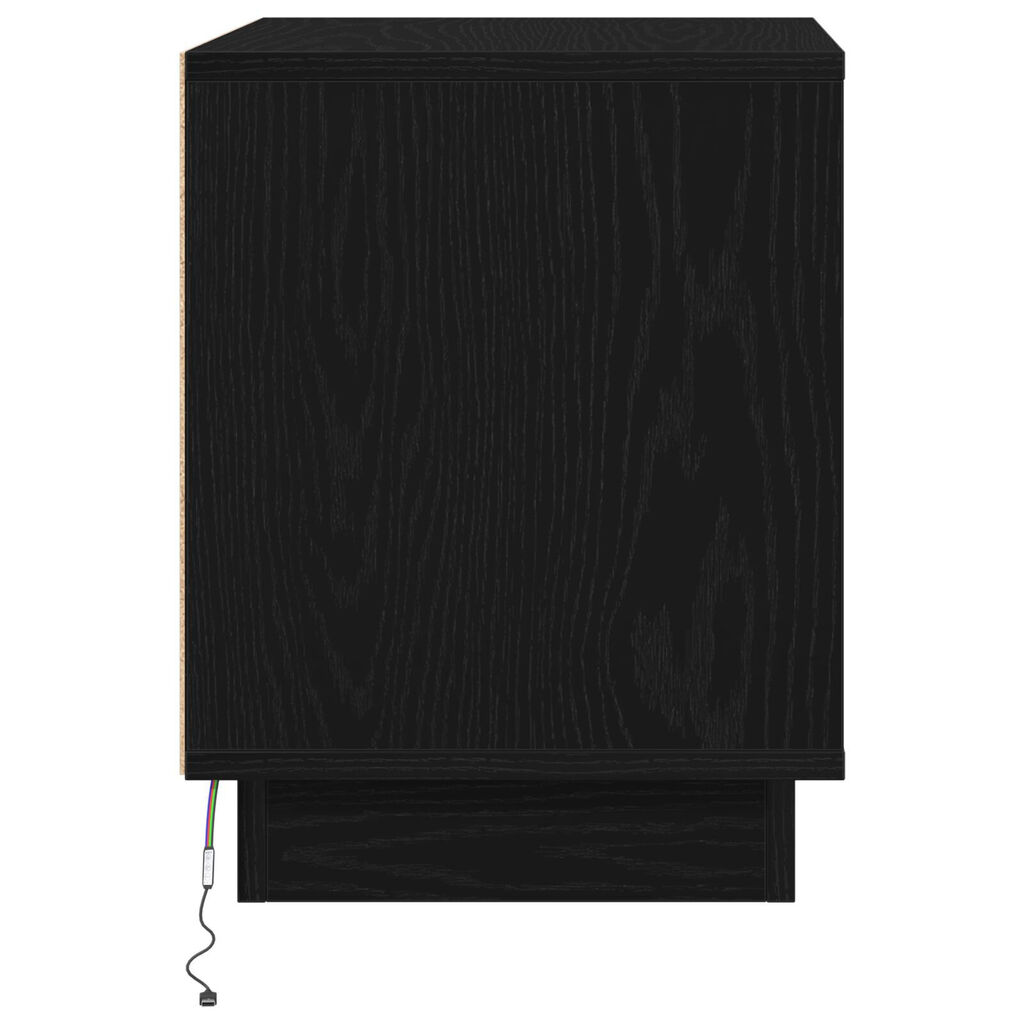 vidaXL Κομοδίνα με LED Φώτα 2 τμχ Μαύρο Δρυς 44x34,5x45 εκ
