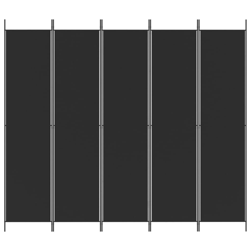 vidaXL Διαχωριστικό Δωματίου με 5 Πάνελ Μαύρο 250x220 εκ. από Ύφασμα