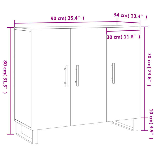 vidaXL Ντουλάπι Καφέ Δρυς 90 x 34 x 80 εκ. από Επεξεργασμένο Ξύλο