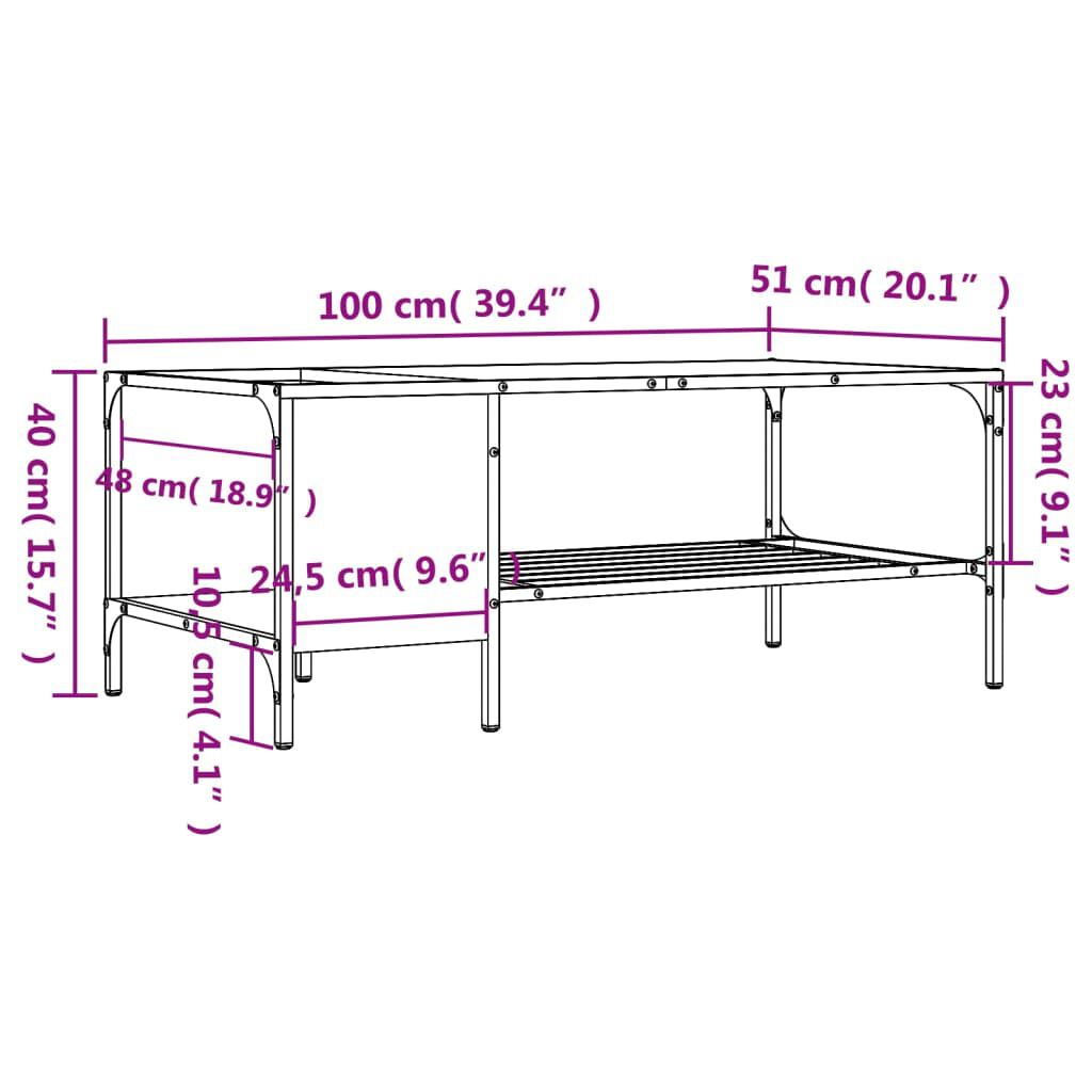 vidaXL Τραπεζάκι Σαλονιού με Ράφι Καπν. Δρυς 100x51x40 εκ. Επεξ. Ξύλο