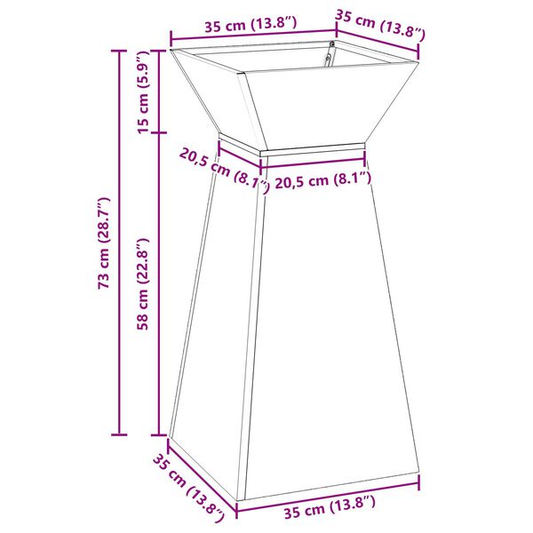 vidaXL Βάση Φυτών Ελιά Μέταλλο 35 x 35 x 73 εκ. Γλάστρες Βάση Φυτών