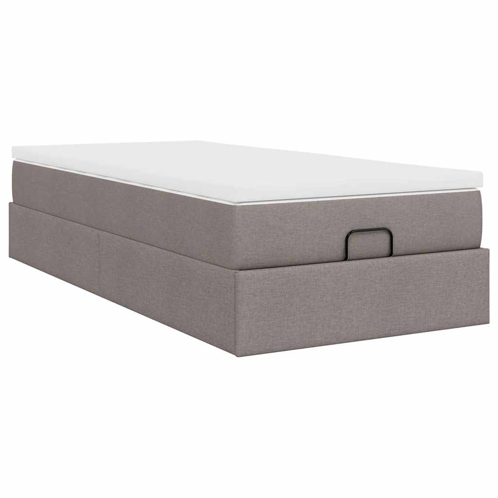 vidaXL Οθωμανικό κρεβάτι με στρώμα Taupe 100x200cm ύφασμα