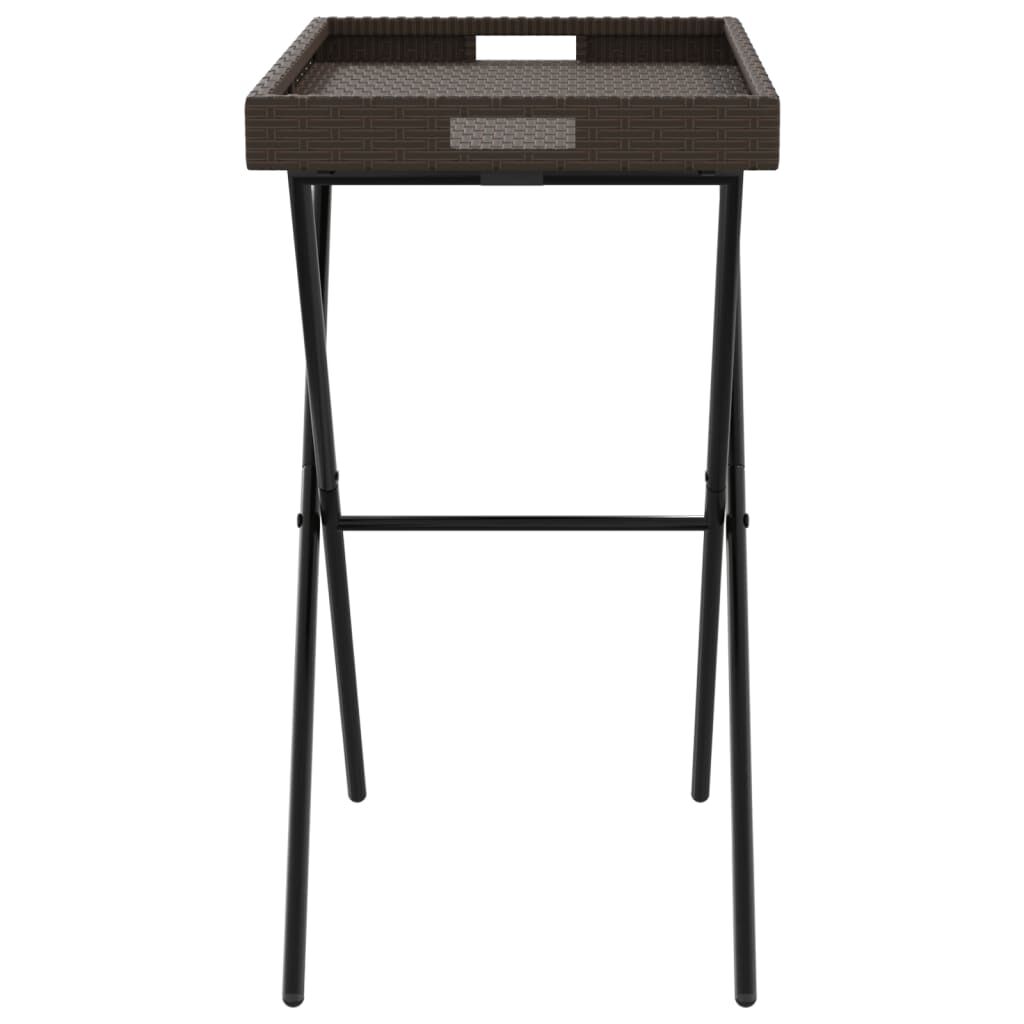 vidaXL Τραπέζι Δίσκος Πτυσσόμενο Καφέ 65x40x75 εκ. Συνθετικό Ρατάν