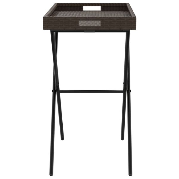 vidaXL Τραπέζι Δίσκος Πτυσσόμενο Καφέ 65x40x75 εκ. Συνθετικό Ρατάν
