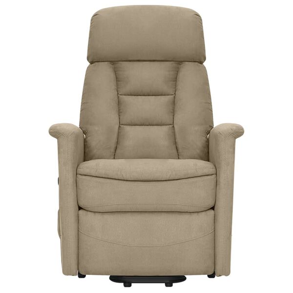 vidaXL Πολυθρόνα Μασάζ με Ανύψωση Ανοιχτό Γκρι από Ύφασμα Μικροϊνών