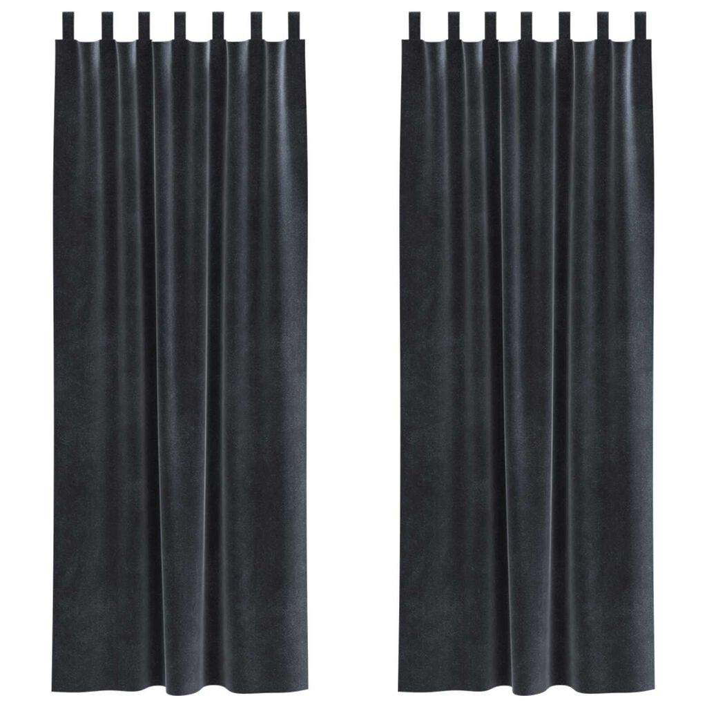vidaXL Κουρτίνες με κουρτίνες 2 pcs Σκούρο γκρι 140 x 225 cm Βελούδο
