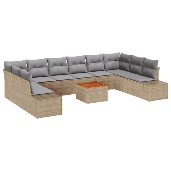 vidaXL Σετ Καναπέ Κήπου 11 pcs μπεζ και ανοιχτό γκρι