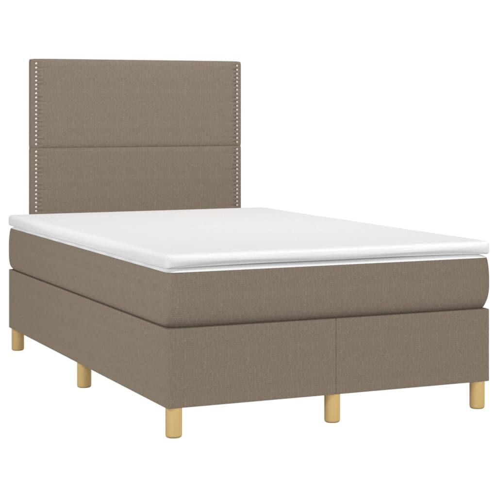 vidaXL Κρεβάτι Boxspring με Στρώμα & LED Taupe 120x200 εκ. Υφασμάτινο