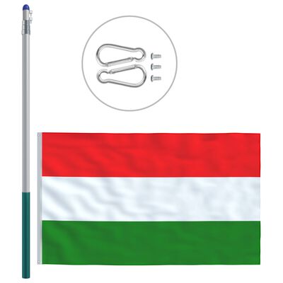 vidaXL Σημαία Ουγγαρίας με Ιστό Αλουμινίου 6 μ.