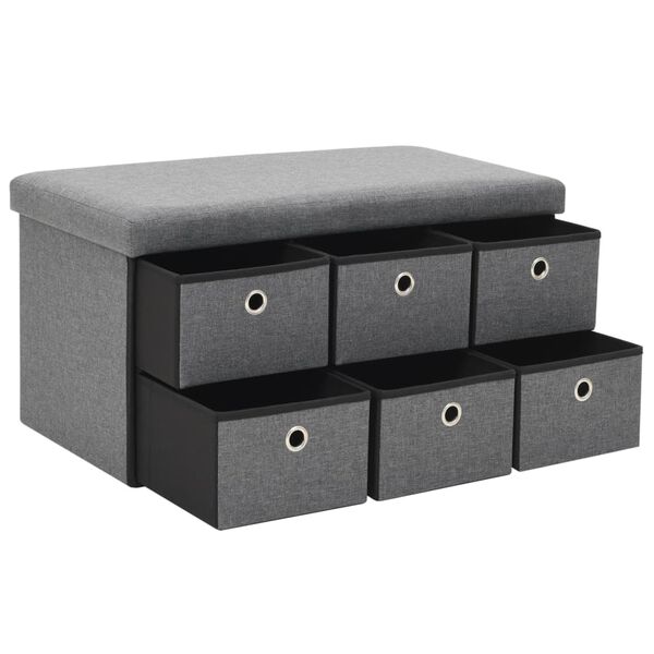 vidaXL Πάγκος Αποθήκευσης Σκούρο Γκρι 76x38x38 εκ. Συνθετικό Λινό