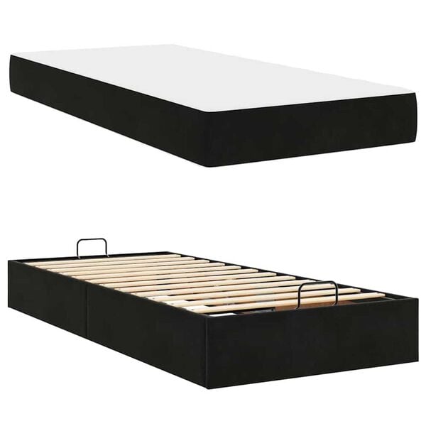 vidaXL Σκελετός Κρεβατιού με στρώμα Μαύρο 90 x 190 cm Βελούδο