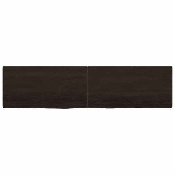 vidaXL Ράφι Τοίχου Σκούρο Καφέ 200x50x(2-4) εκ. Επεξ. Μασίφ Ξύλο Δρυός