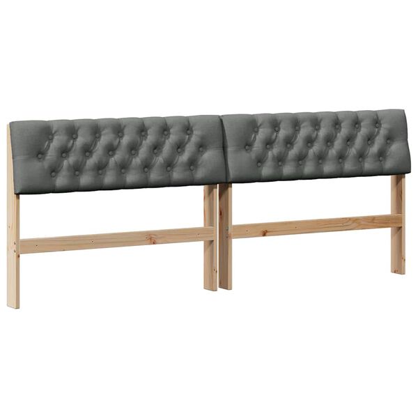 vidaXL Ταπετσαρισμένο κεφαλάρι Σκούρο Γκρι 200 cm Στερεά ξυλεία πεύκου