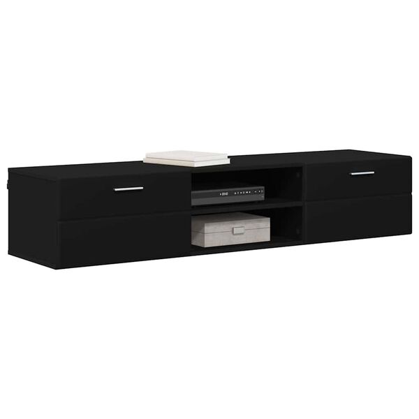 vidaXL Ντουλάπι TV με ράφι Μαύρο 150 x 39 x 30 εκ Επεξεργασμένο ξύλο