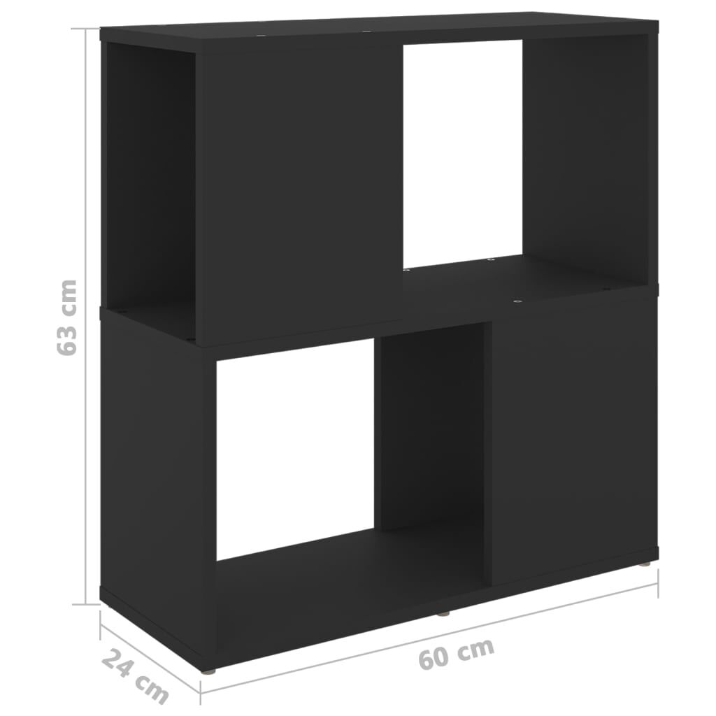 vidaXL Βιβλιοθήκη Μαύρη 60 x 24 x 63 εκ. από Επεξ. Ξύλο