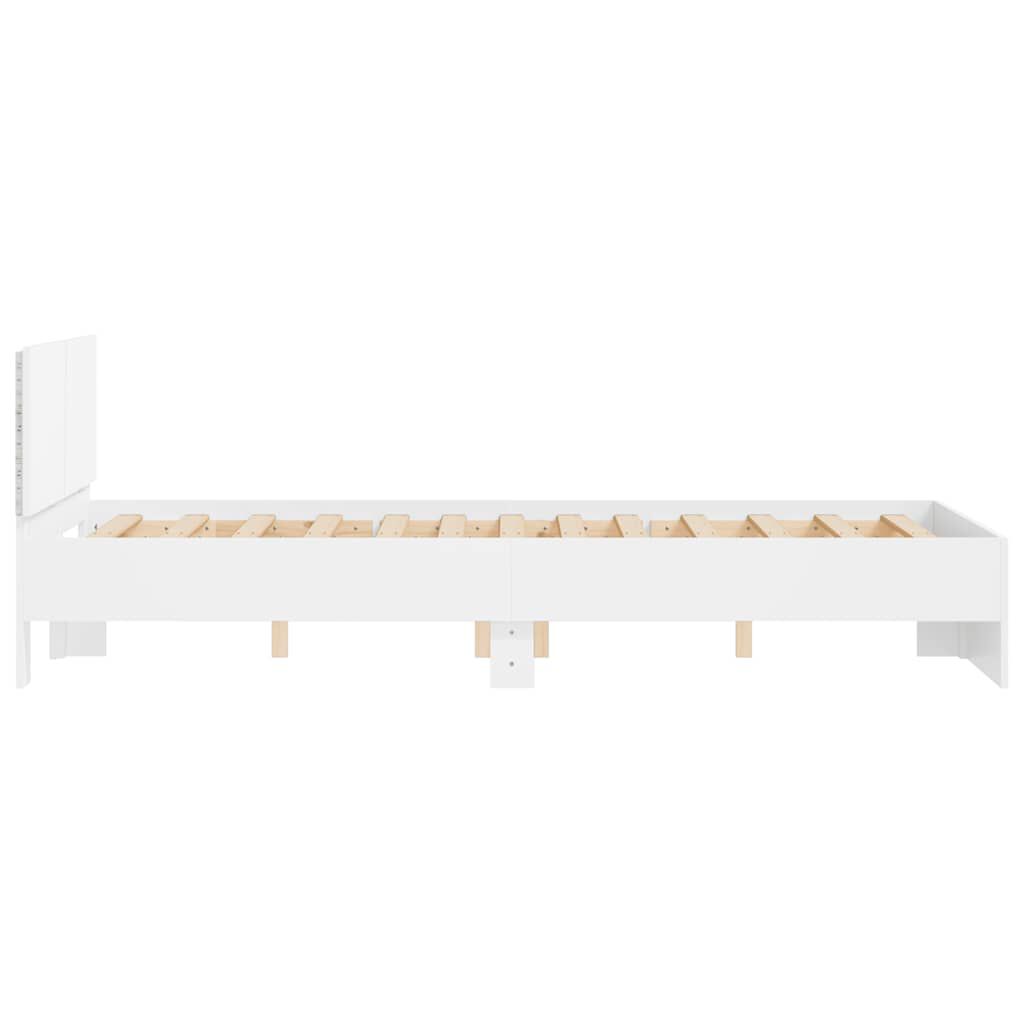 vidaXL Πλαίσιο Κρεβατιού με Κεφαλάρι/LED Λευκό 140 x 200 εκ