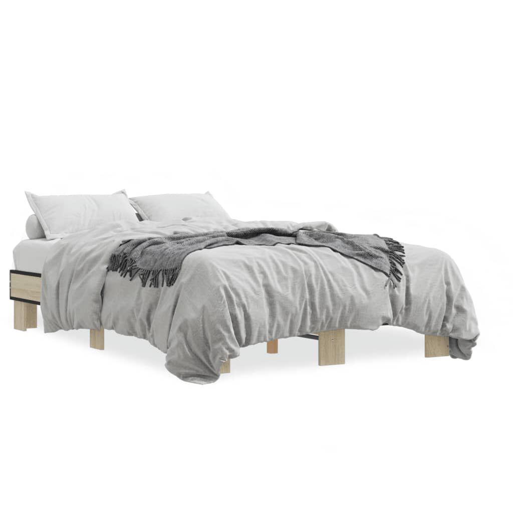 vidaXL Πλαίσιο Κρεβατιού Sonoma Δρυς 120x200 εκ. Επεξ. Ξύλο & Μέταλλο