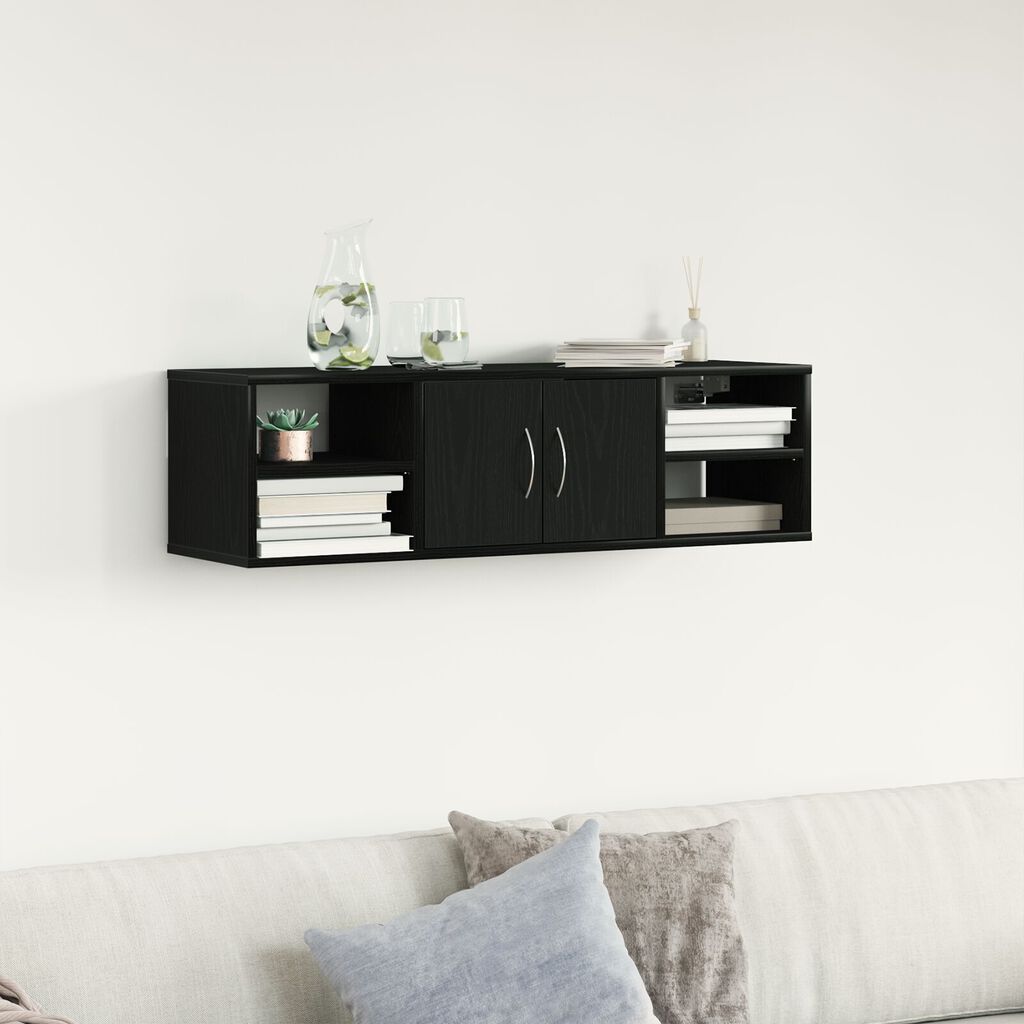 vidaXL Επιτοίχια Ράφα Μαύρη Δρυς 140x41x75 εκ. Επεξεργασμένο Ξύλο