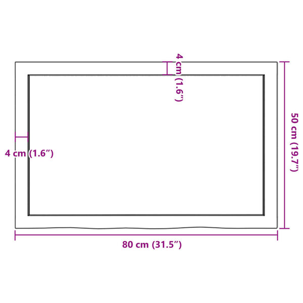 vidaXL Επιφάνεια Τραπεζιού Σκούρο Καφέ 80x50x(2-6) εκ Επεξ. Μασίφ Δρυς
