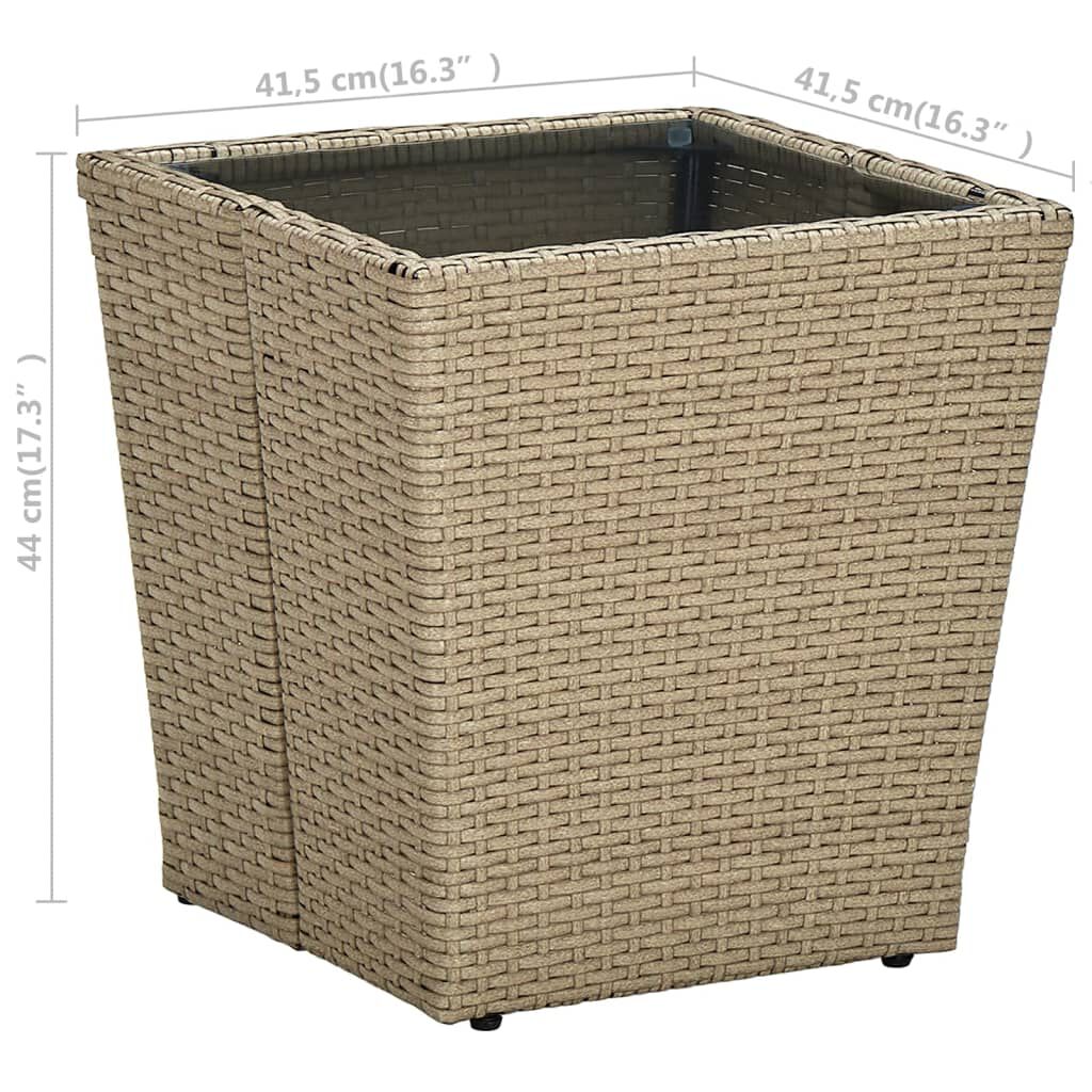 vidaXL Τραπέζι Βοηθητικό Μπεζ 41,5x41,5x44 εκ. Συνθ.Ρατάν/Ψημένο Γυαλί