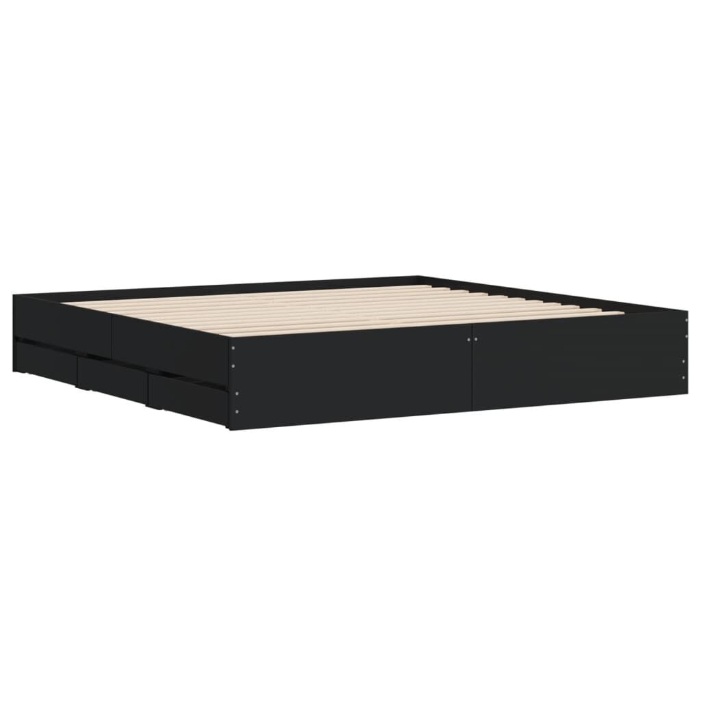 vidaXL Πλαίσιο Κρεβατιού με Συρτάρια Μαύρο 180x200 εκ Επεξεργ. Ξύλο