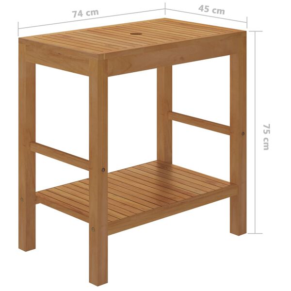 vidaXL Έπιπλο Μπάνιου Μασίφ Ξύλο Teak με Νιπτήρα από Μαύρο Μάρμαρο